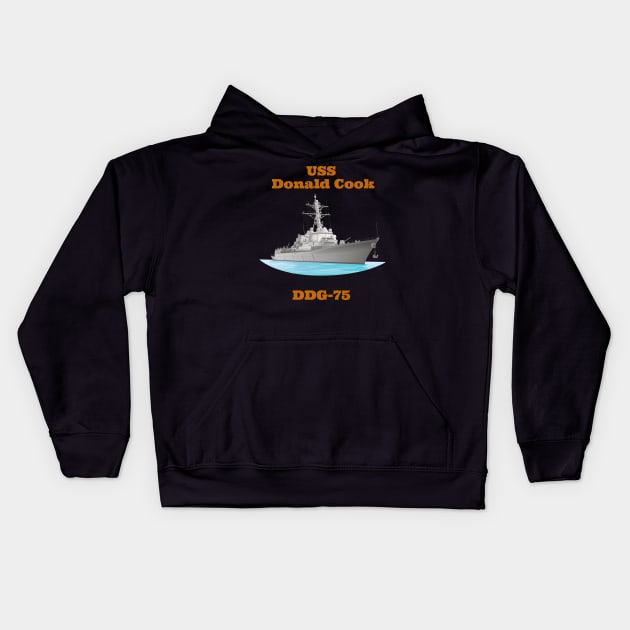 Donald Cook DDG-75 Destroyer Ship Kids Hoodie by woormle